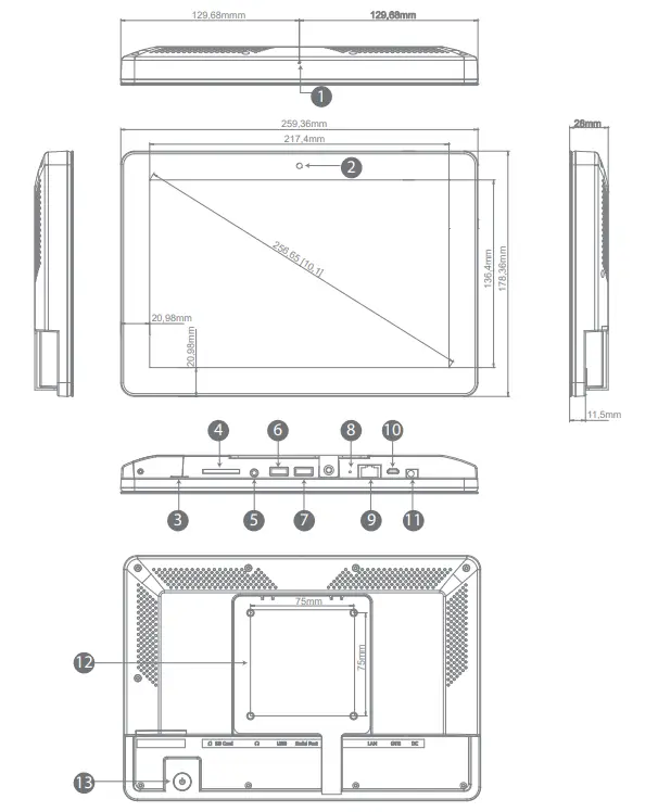 Shenzhen Electron Technology WA1053T 10.1 Inch Meeting Room Interactive Digital Signage-fig2