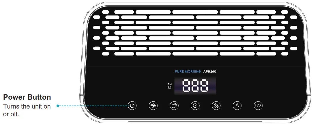 AIRTHEREAL Pure Morning Air Purifier- ----- Power Button