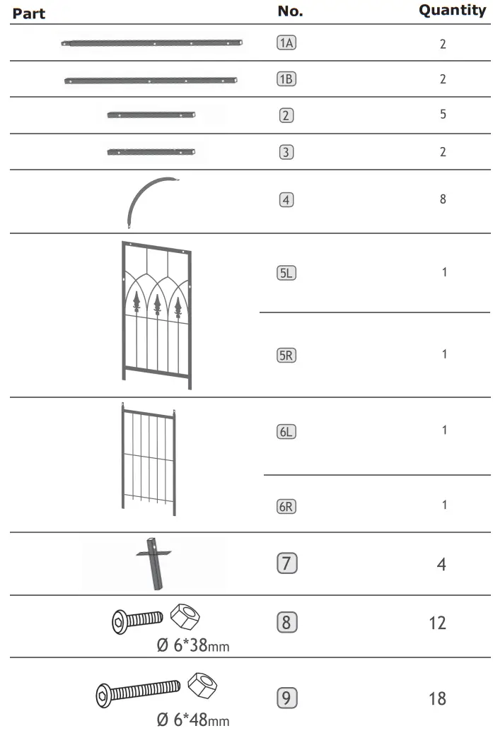 COSTWAY OP70523 Garden Arch Arbor - fig2
