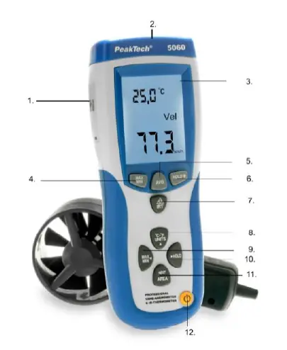 PeakTech-5060-Professional-Vane-Anemometer-and-IR-Thermometer-with-USB-fig-1