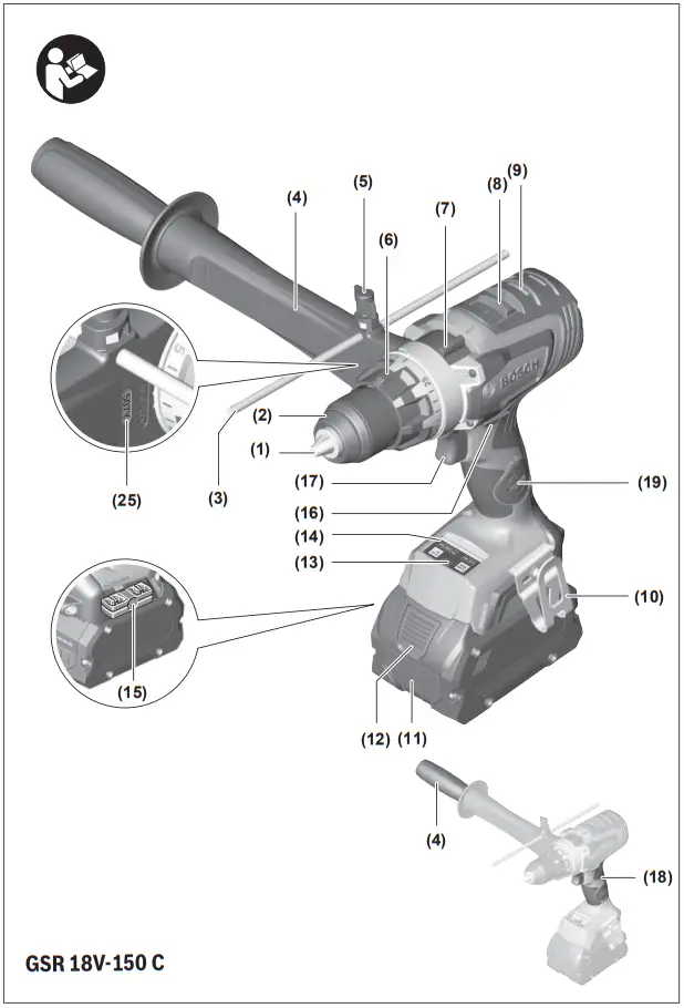 BOSCH GSR 18V 150 C Professional Cordless Drill - Fig 1