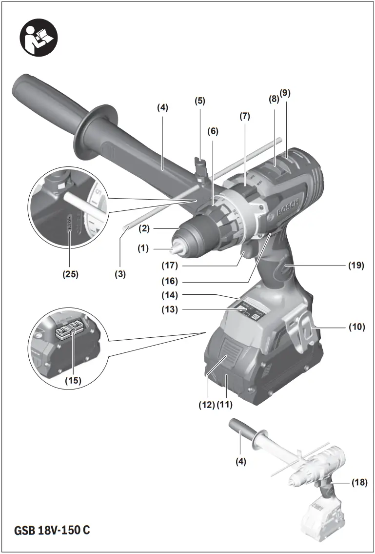 BOSCH GSR 18V 150 C Professional Cordless Drill - Fig 2