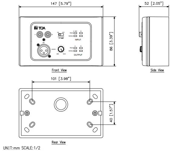 TOA-M-82210-EB-Remote-Audio-Input-Output-Panel-FIG-1