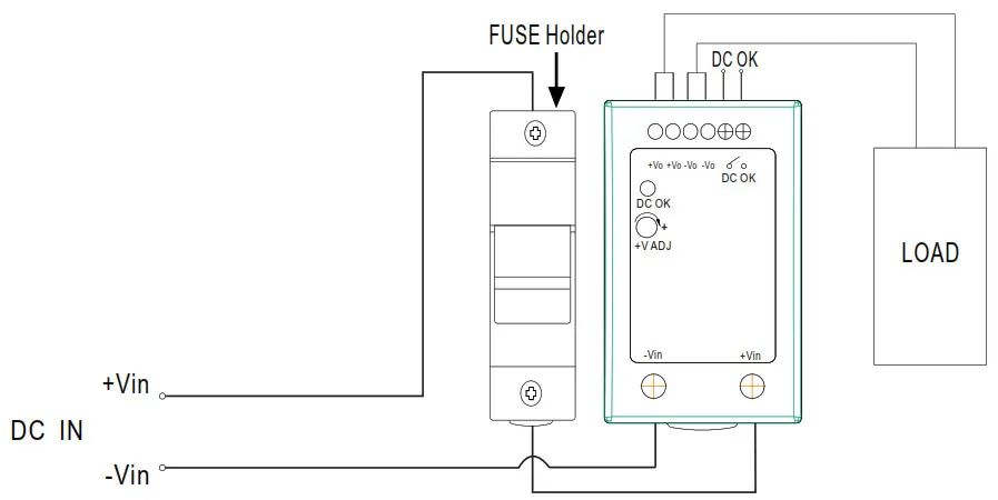 MW DDRH 60 Series 60W Ultra Wide Input DIN Rail Type DC DC Converter - FUSE