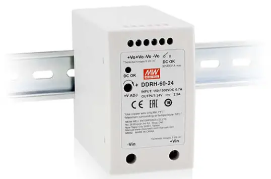 MW DDRH 60 Series 60W Ultra Wide Input DIN Rail Type DC DC Converter