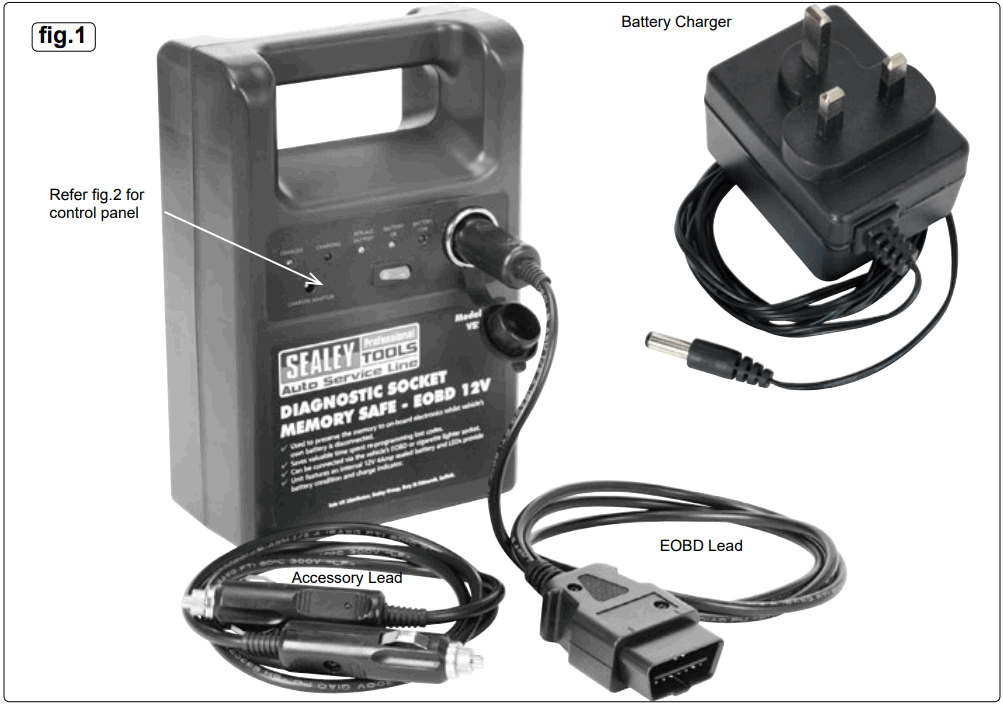 SEALEY VS2071.V2 Diagnostic Socket Memory Safe - CONTENTS