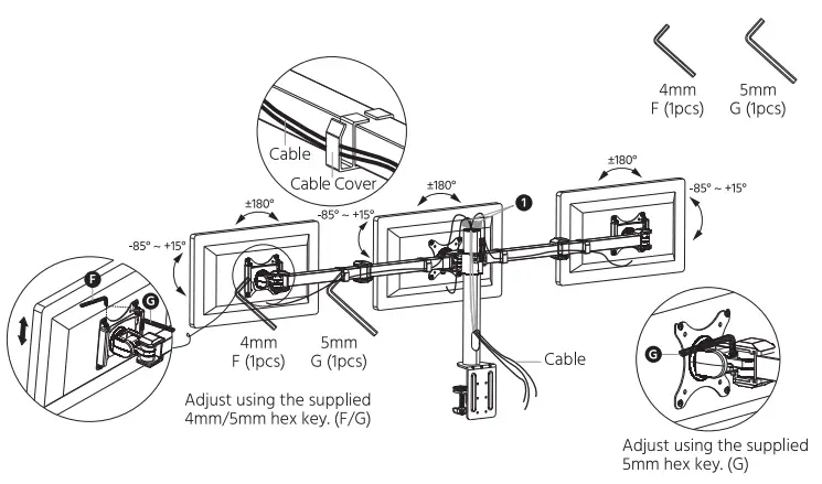 MONOPRICE 16247 Essential Triple Monitor Articulating Arm Desk Mount - Figure 5