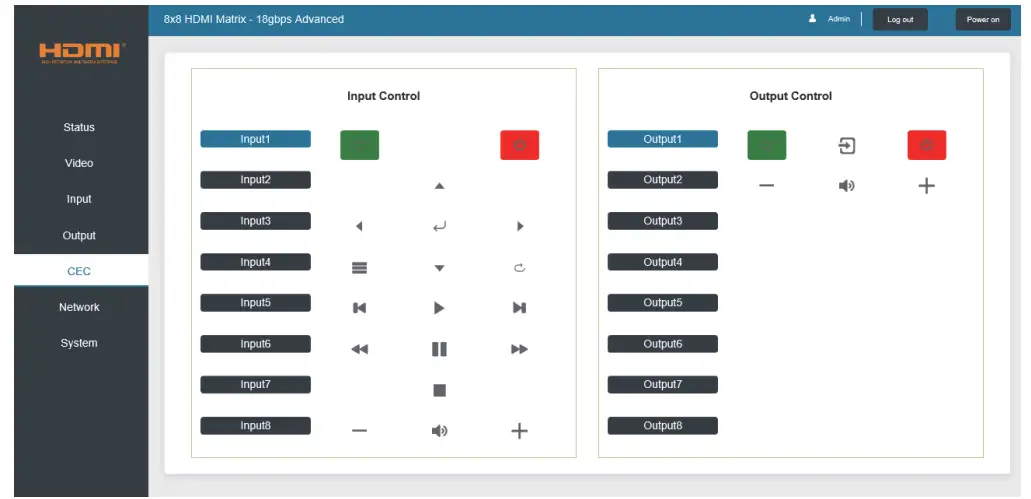 VigilLink VLMX 0808E 8x8 HDMI 2 0 Matrix 18Gbps Switch - CEC Page