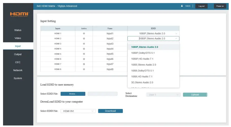 VigilLink VLMX 0808E 8x8 HDMI 2 0 Matrix 18Gbps Switch - Web