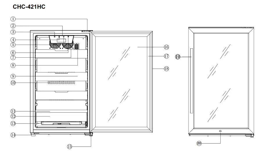 Whynter 4.2cu.ft. Cigar Cabinet Cooler and Humidor with Humidity Temperature Control - Parts and Controls