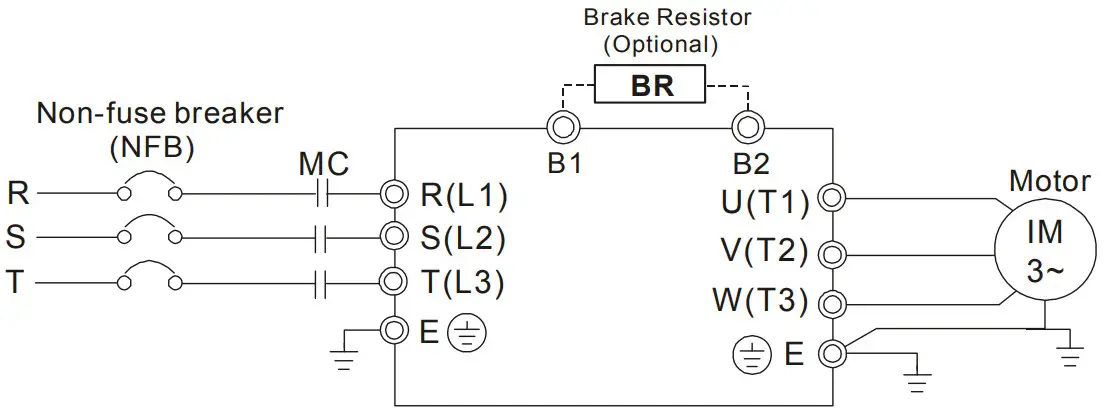 DELTA VFD M Series Inverter 3 Phases - Circuit Connection