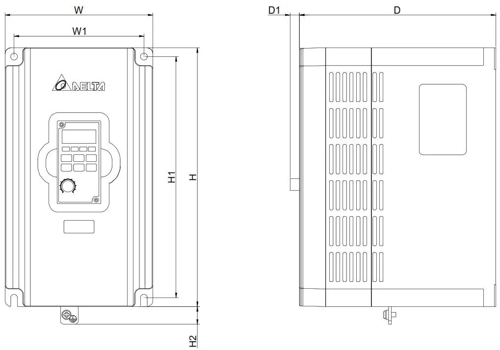 DELTA VFD M Series Inverter 3 Phases - Dimensions 2