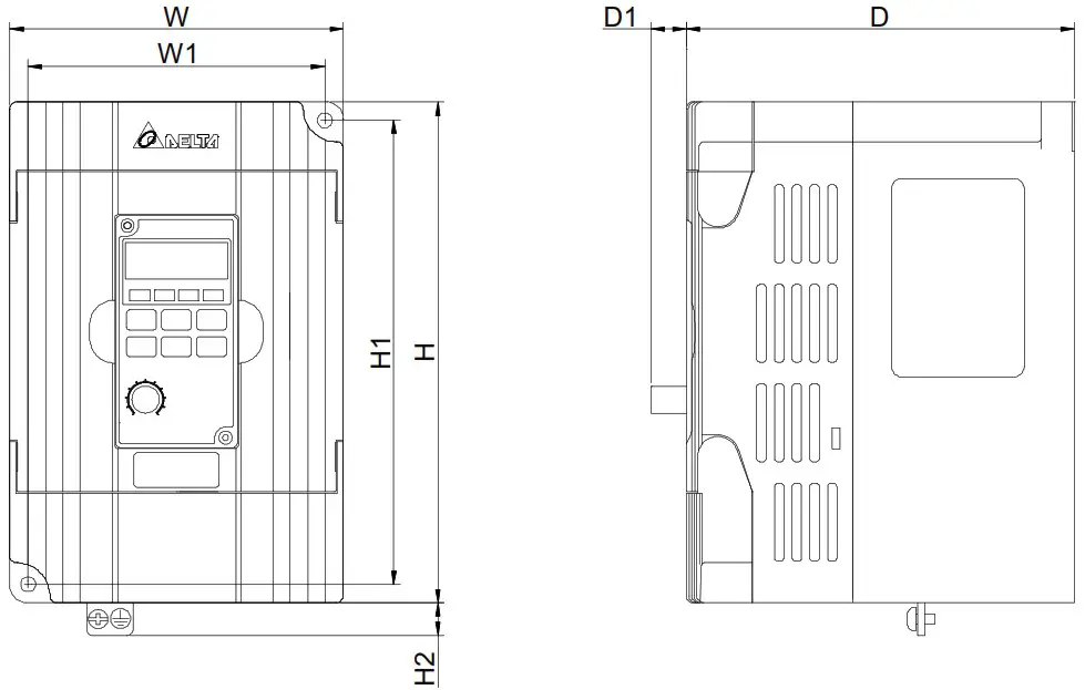 DELTA VFD M Series Inverter 3 Phases - Dimensions