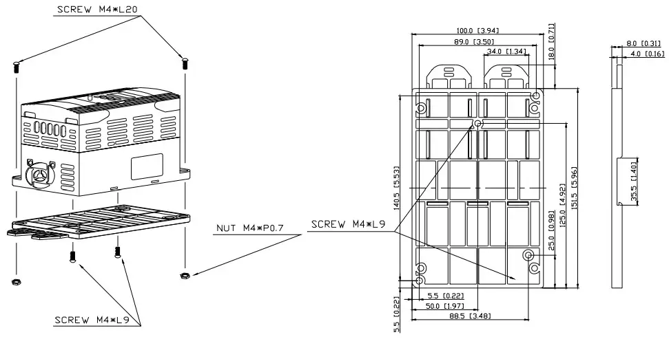 DELTA VFD-M Series Inverter 3 Phases - Din Rail adapter