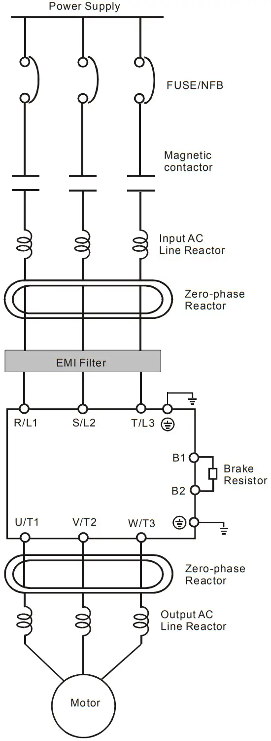 DELTA VFD M Series Inverter 3 Phases - External Wiring