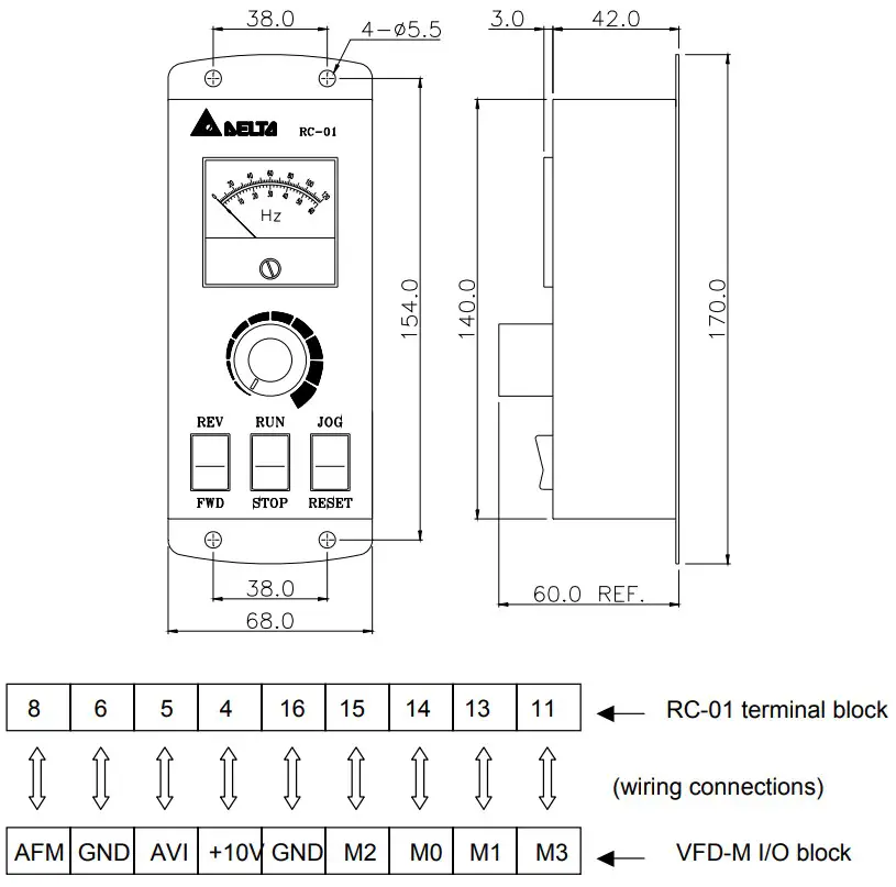 DELTA VFD-M Series Inverter 3 Phases - Remote Controller