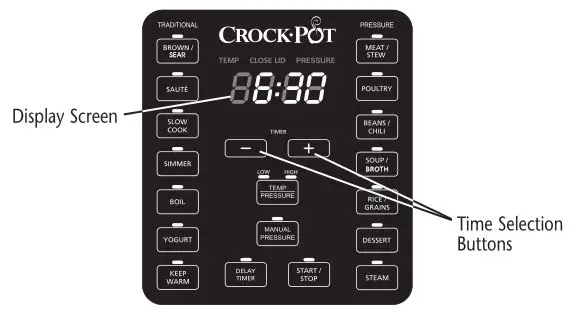 Crock Pot 8Qt Express Crock XL Multi- Cooker - CONTROL PANEL
