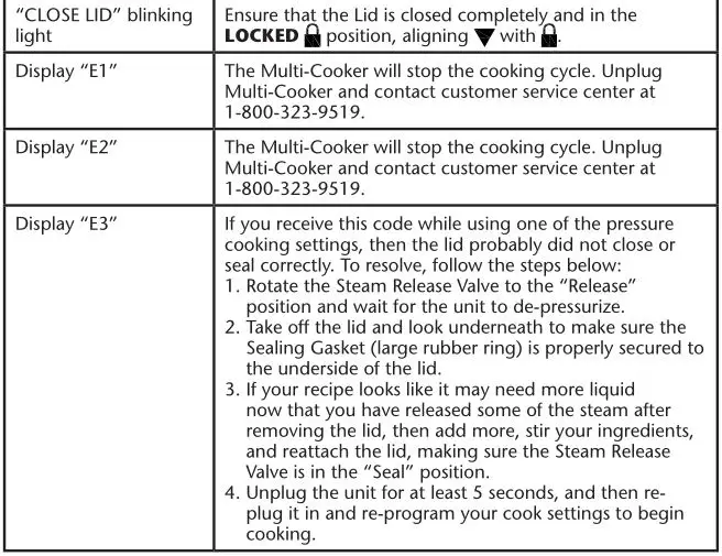 Crock Pot 8Qt Express Crock XL Multi- Cooker - TROUBLESHOOTING 3