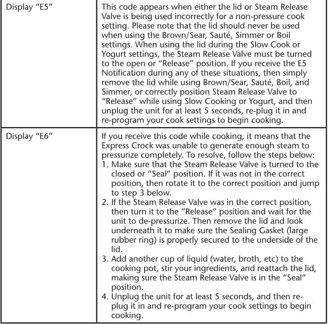 Crock Pot 8Qt Express Crock XL Multi- Cooker - TROUBLESHOOTING 4