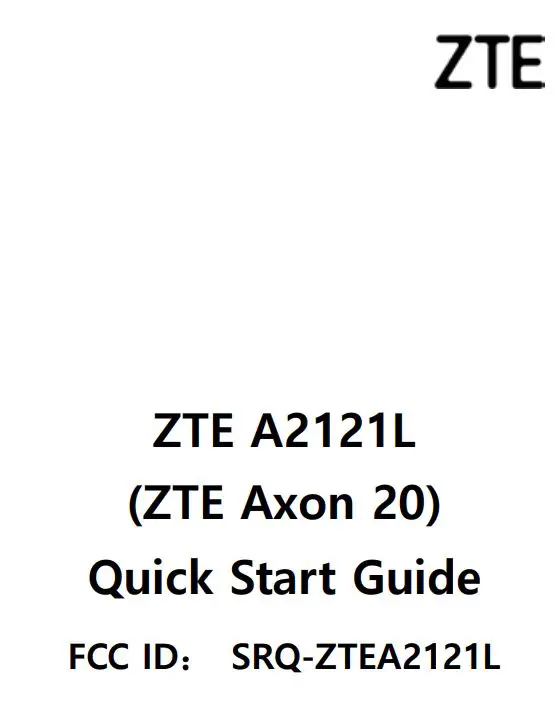 ZTE A2121L Axon 20 5G Smartphone User Guide