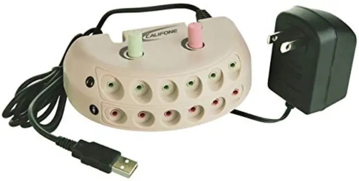 CALIFONE 1216-USB Stereo USB Jackbox with 6 Headphone Outputs and 6 Microphone Inputs