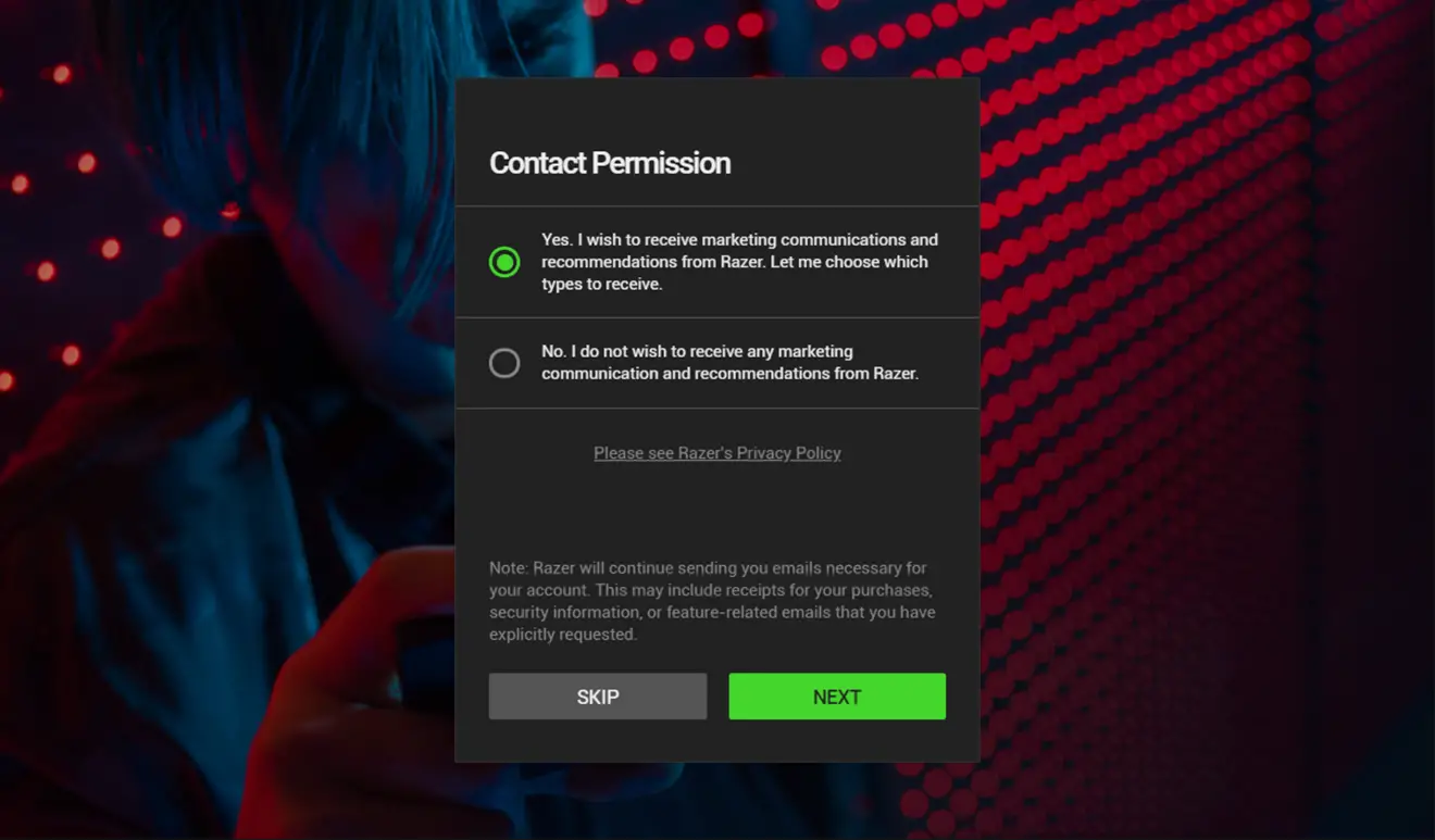create a Razer Synapse 3 account