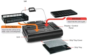 Gourmia GGA2120 Smokeless Grill and Air Fryer - Assembly