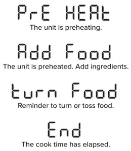 Gourmia GGA2120 Smokeless Grill and Air Fryer - DISPLAY MESSAGES 2