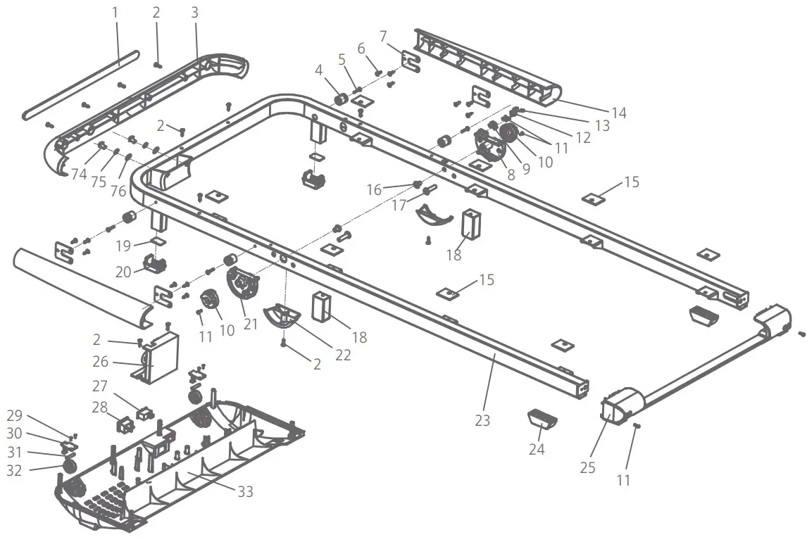 KINGSMITH TRF0FB Smart Foldable Treadmill - Exploded Drawing