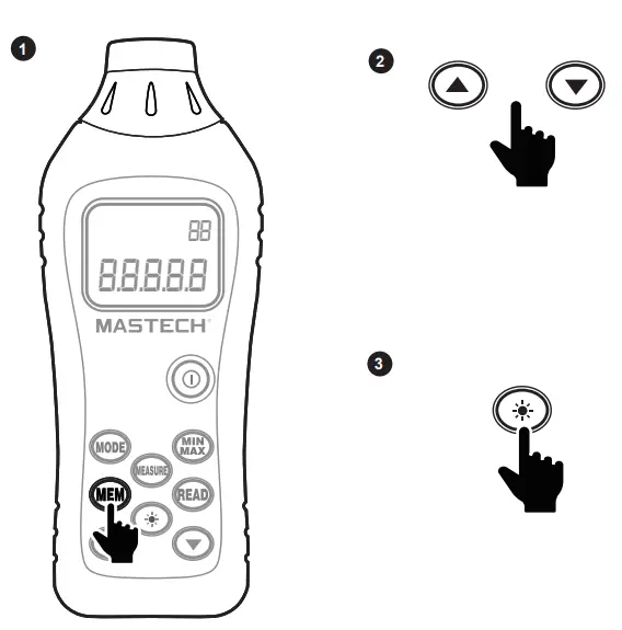 MASTECH MS6208A Digital Tachomete - Data Storage