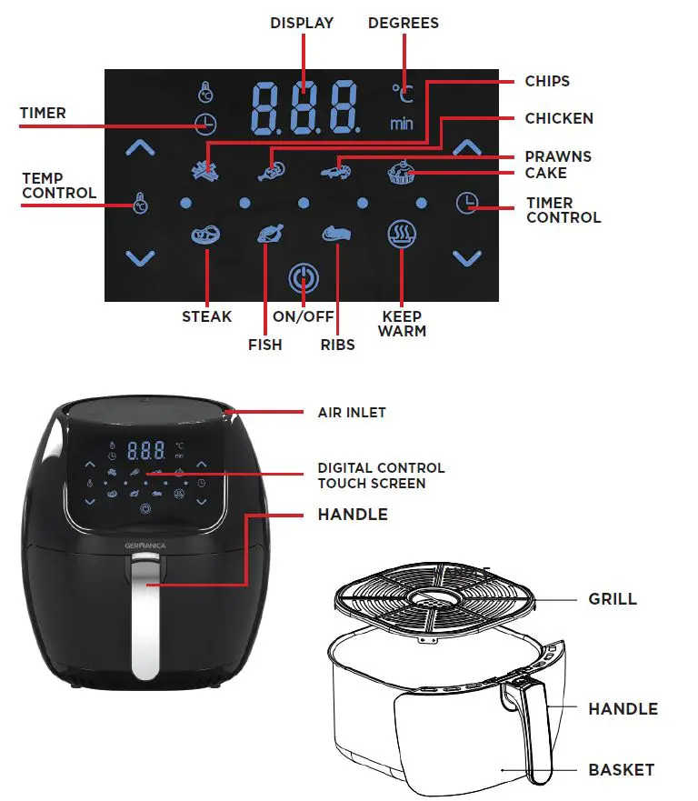 GERMANICA GAF8L 8L Digital Air Fryer fig1