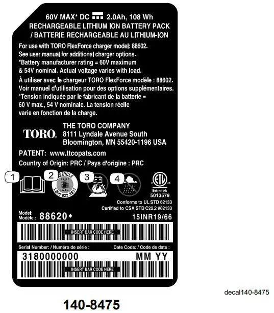 TORO 51821 Flex-Force Power System 60V Max Axial Blower Owner's Manual - 140-8475