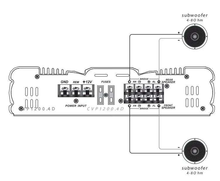 CERWIN-VEGA CUP800.2D Amplifier User Manual - Subwoofer Connection 2