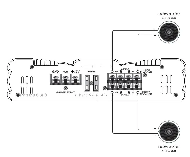 CERWIN-VEGA CUP800.2D Amplifier User Manual - Subwoofer Connection 3