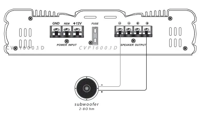 CERWIN-VEGA CUP800.2D Amplifier User Manual - Subwoofer Connection 4