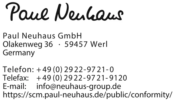 Paul Neuhaus 6339-55 Ceiling Light Instruction Manual - Address