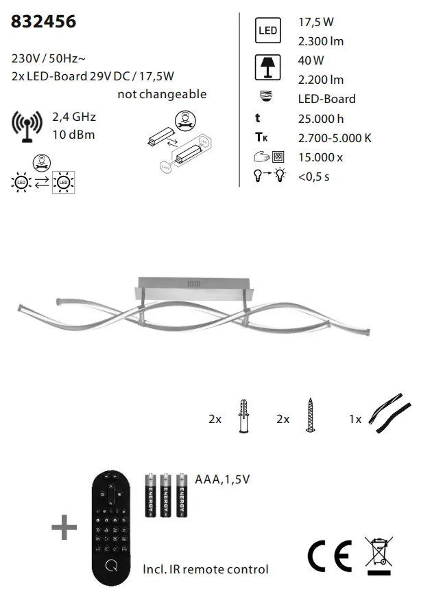 Paul Neuhaus 6339-55 Ceiling Light Instruction Manual - LED