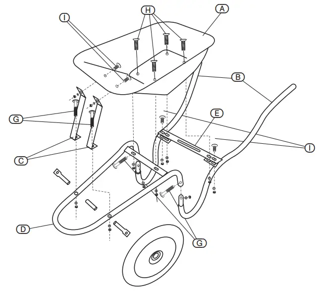 DRAPER PWB 85L Plastic Wheel Barrow - ASSEMBLY 1