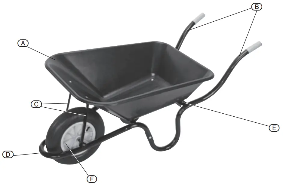 DRAPER PWB 85L Plastic Wheel Barrow - IDENTIFICATION