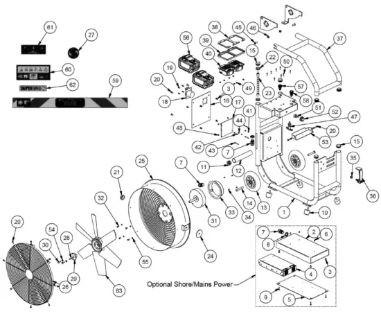 SUPERVAC V18-BW Ventilation Fan - Exploded View