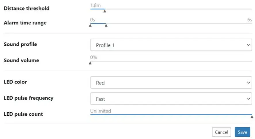 Kinexon KNX-STAG1 SafeZone tracking device - LED behavior during proximity events