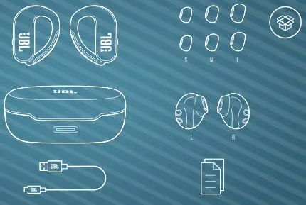 JBL Endurance Peak II True Wireless Earbuds - what is in the box