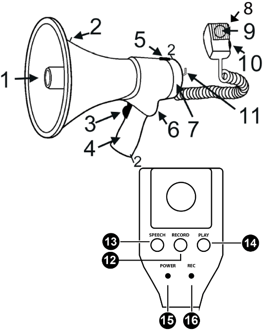 VONYX MEG050 50W Record Sirene Microphone - Speaker