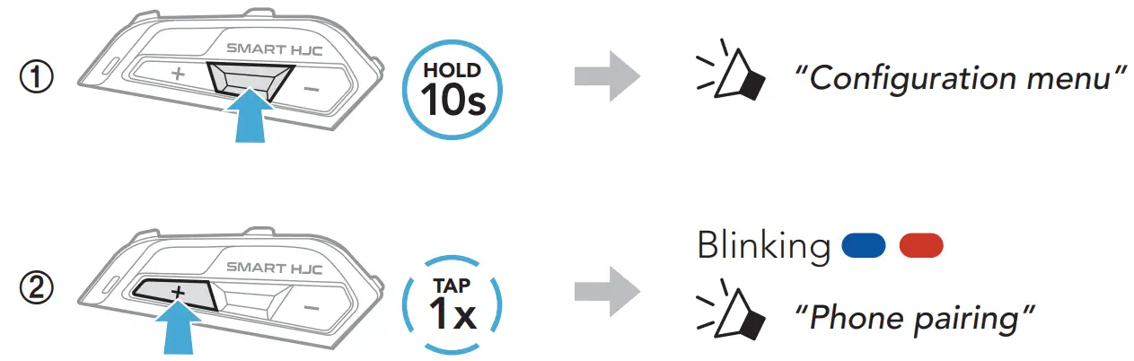 HJC HELMETS Smart HJC 21B 2nd Gen Standard Motorcycle Bluetooth Communication System - Pairing