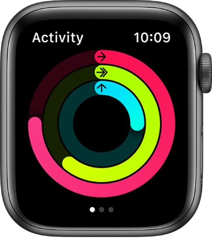 The Activity screen, showing the Move, Exercise, and Stand rings.