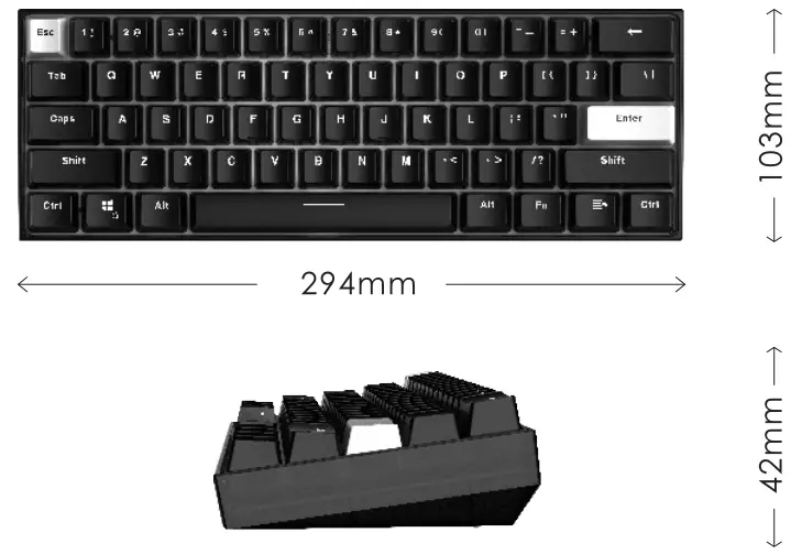 FANTECH MAXFIT61 Modular Mechanical Keyboard - Size
