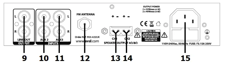Class-D Compact Music Amplifier - Rear Panel
