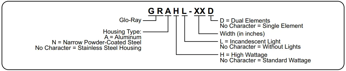 Hatco GRAH 60 120 T Glo Ray High Wattage 60 Wide Aluminum Housing Single Element Infrared Strip Heater - Fig 3