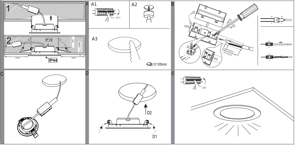 EGLO-900101-Dimmable-LED-Recessed-Bathroom-Light-Instructions-fig-2