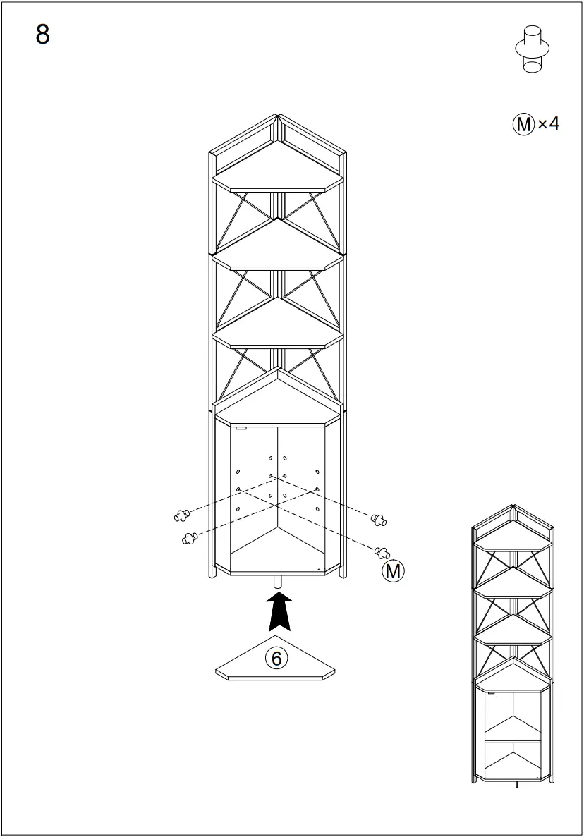 Tatahance W116242794 Z Dark Gray 4 Shelf Corner Bookcase - fig 10